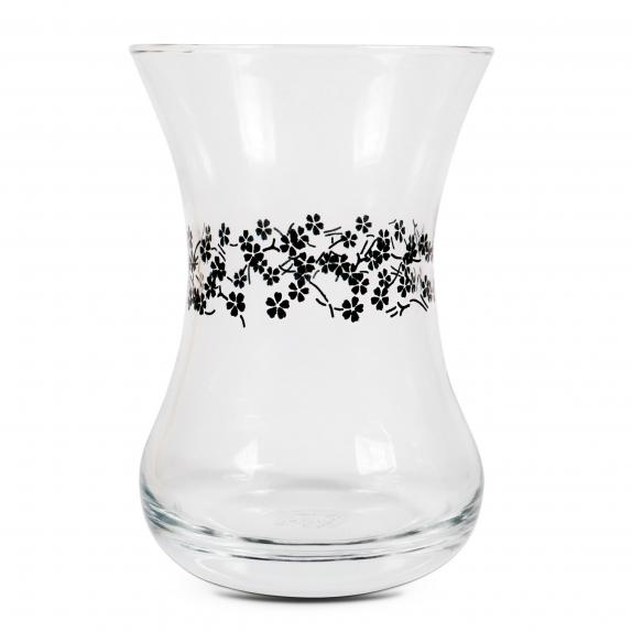 Turkish Tea Glass 'Black Flowers' 135 ml | Paşabahçe