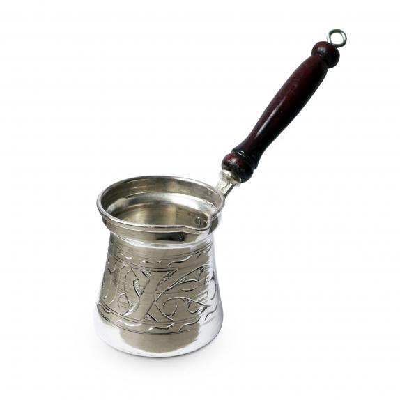 Silver Turkish Coffee Pot with Wooden Handle 450 ml