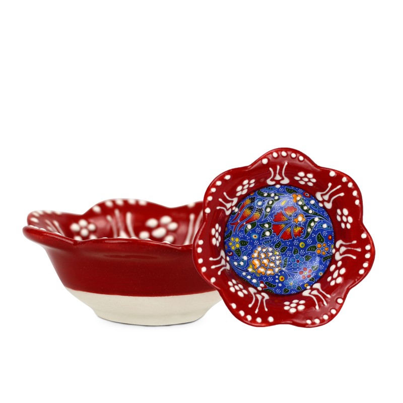 Turkish Ceramic Meze Bowl  DAISY | M3 Red