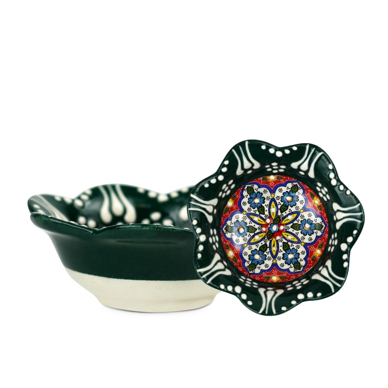 Turkish Ceramic Meze Bowl  DAISY | M7 Malachite