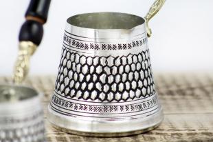 Engraved Silver  Turkish Coffee Pot 400ml