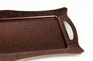 Turkish Ottoman Style Serving Tray   Antique Copper|