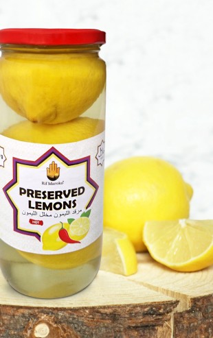 8x Preserved Lemons  with Hot Pepper 520g  Rif Maroko|