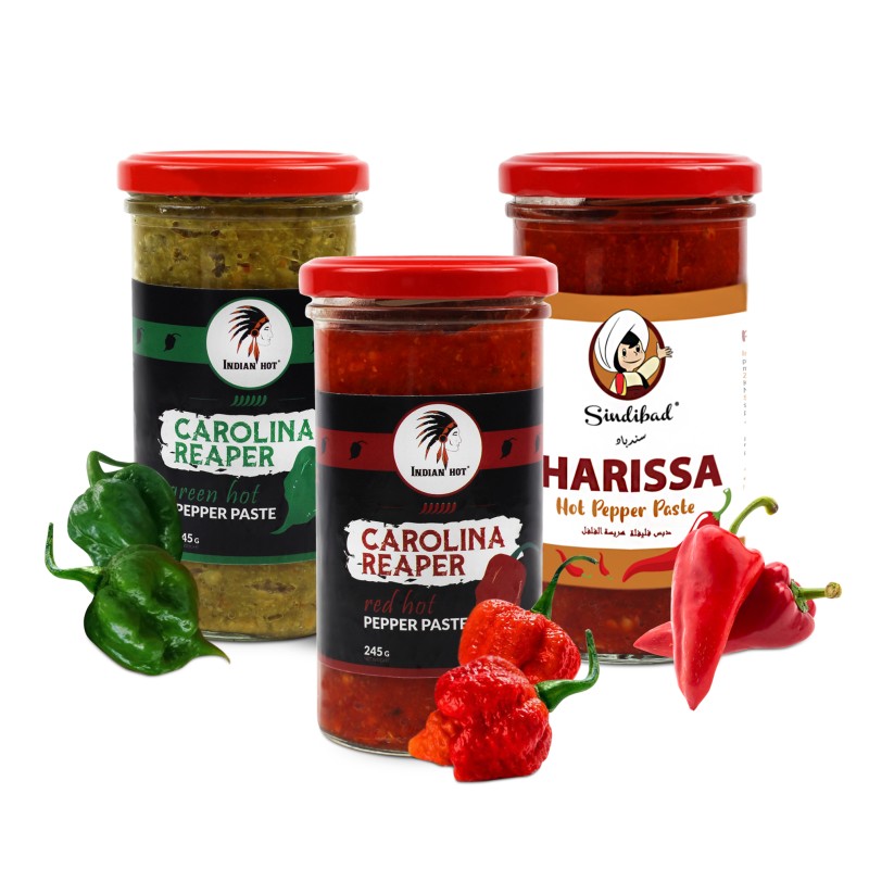 harissa carolina reaper red green 245 g indian hot
