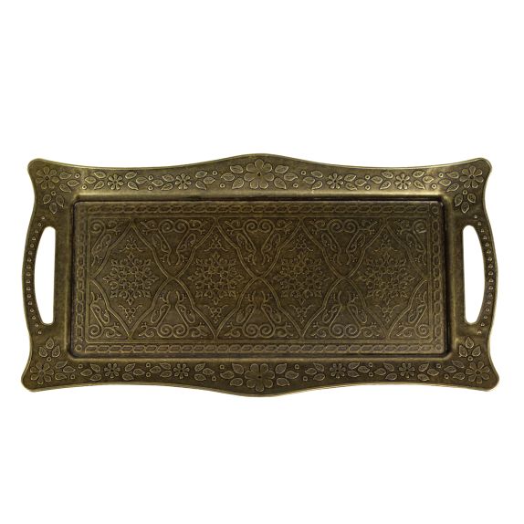 Turkish Ottoman Style Serving Tray in Antique Gold