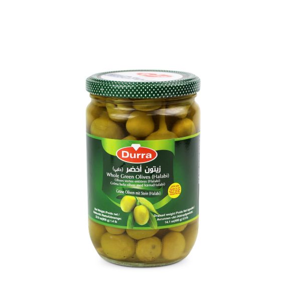 Whole Green Olives Halabi 650g | Durra