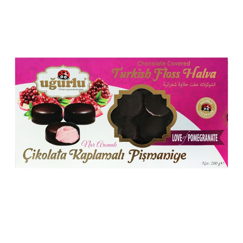  Chocolate Covered  Turkish Floss Halva with Pomegranate Flvour 200g | Uğurlu