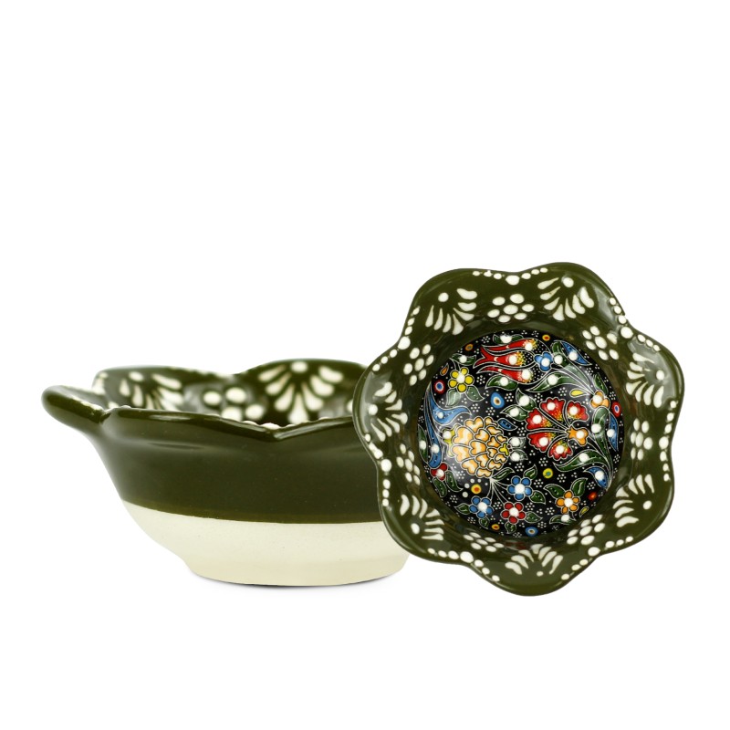 Turkish Ceramic Meze Bowl  DAISY | M8 Khaki