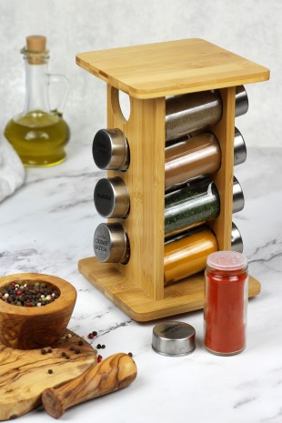 Bamboo Spice Rack + 8 Spices  Blends of your Choice  Ernesto|