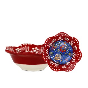 Turkish Ceramic Meze Bowl  DAISY  M3 Red