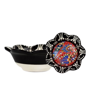 Turkish Ceramic Meze Bowl  DAISY  M9 Black