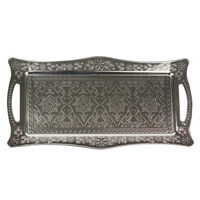 Turkish Ottoman Style Serving Tray  | Shiny Silver