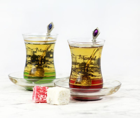 Instanbul Lux Glass Tea Set 6 Glasses & 6 Saucers
