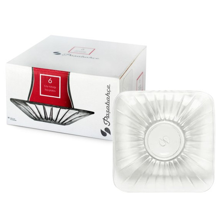 6x  Square Fluted Glass Saucer 'Kare' | Paşabahçe