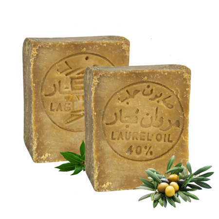 2x Mydło Aleppo z Oliwy & 40 % Oleju Laurowego Syria +/- 170g Pafion Queen
