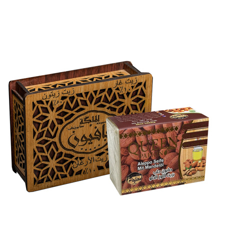 Mydło Aleppo z Olejem Migdałowym w Skrzynce Ozdobnej 150g | Pafion Queen
