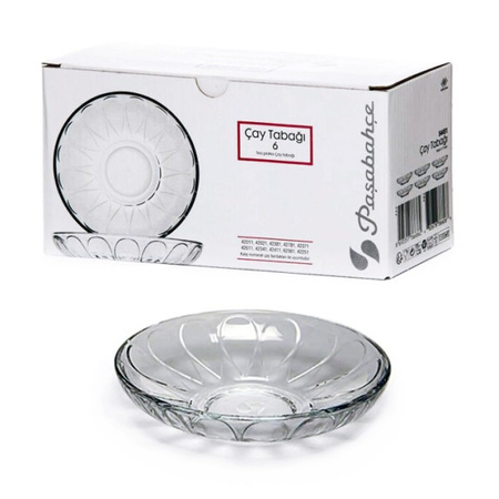  6x Turkish Fluted Glass Saucers Set | Paşabahçe