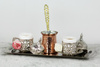 Turkish Anatolian  Coffee Set For Two Silver
