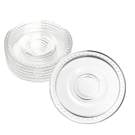 6x Turkish Glass Saucer with Rim Decor | Paşabahçe