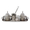 Turkish Anatolian  Coffee Set For Two Silver Premium