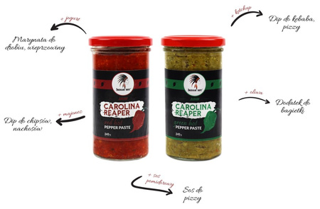 2x Green & Red Hot Carolina Reaper Paste 245g | Indian Hot