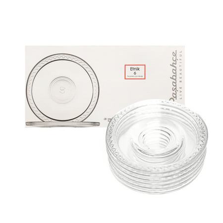 6x Turkish Glass Saucer with Rim Decor | Paşabahçe