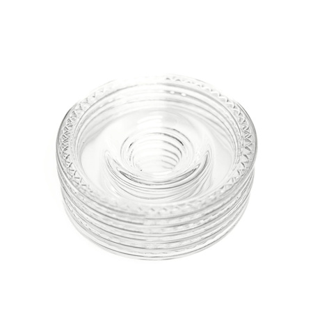 6x Turkish Glass Saucer with Rim Decor | Paşabahçe