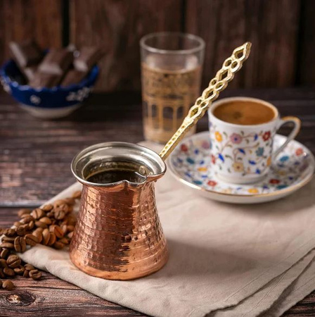 Tygielek Miedziany z Rączką Turecka Dżezwa 150 ml