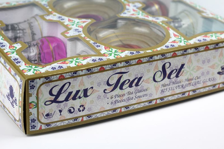 Instanbul Lux Glass Tea Set 6 Glasses & 6 Saucers