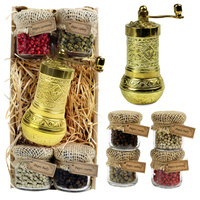 Antique Gold Turkish Grinder & Peppercorns Gift Set