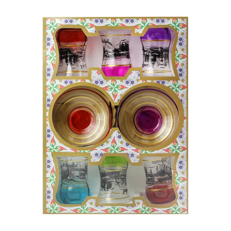 Instanbul Lux Glass Tea Set 6 Glasses & 6 Saucers