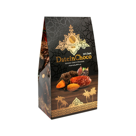 Daktyle Nadziewane Migdałami w Ciemnej Czekoladzie 250g | Deloca